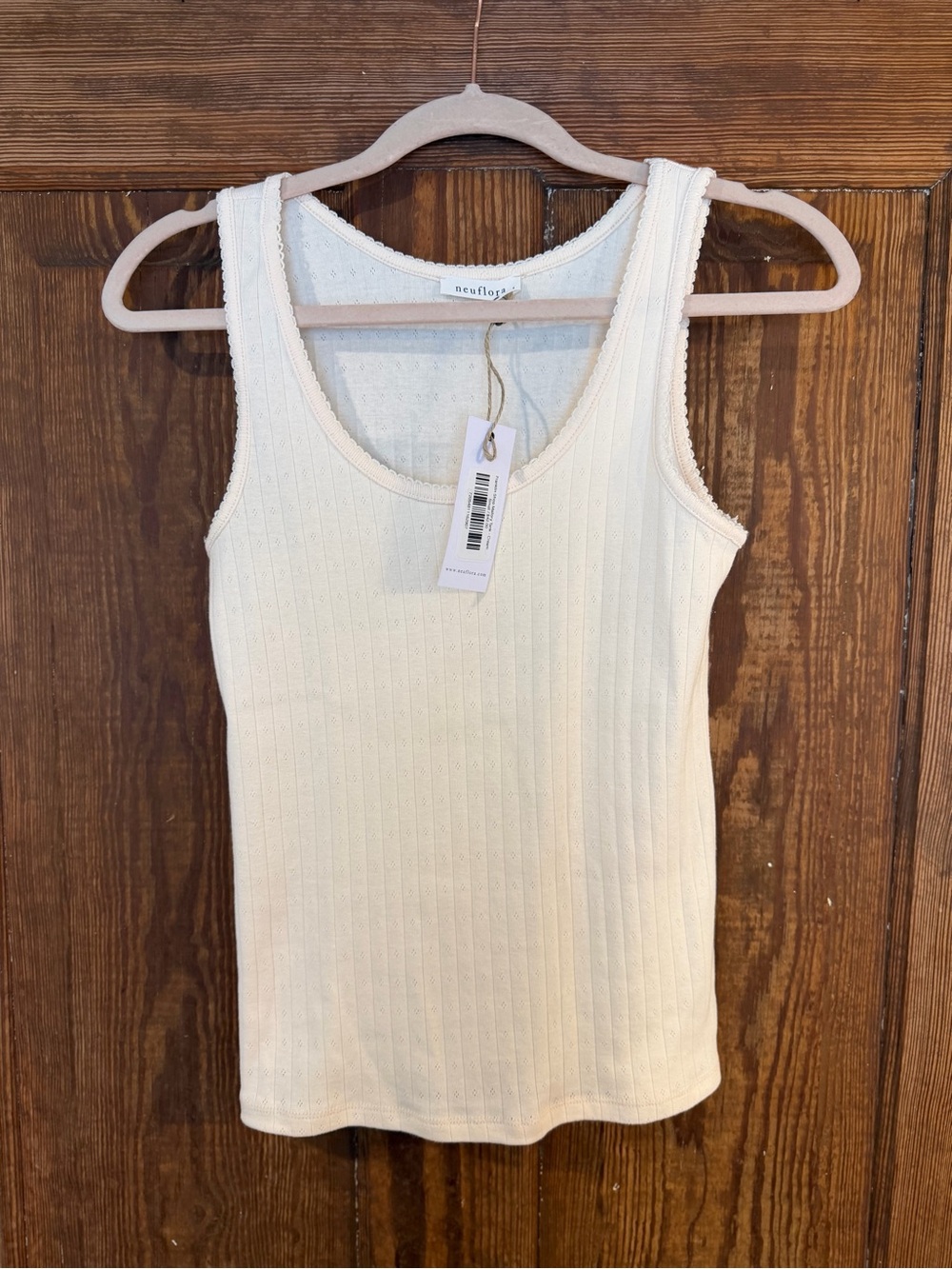 Neuflora Mallory Tank Cream Pointelle Ribbed Tank Top